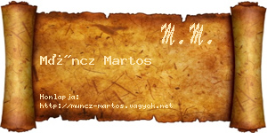 Müncz Martos névjegykártya
